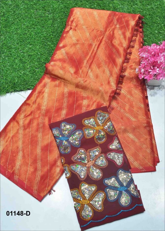 Sankavi - 01148-D  Red Color Beautifull Brasso Chiffon Saree CM1116344 (LR5E)