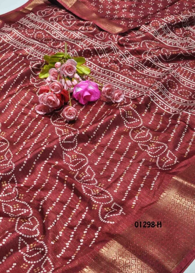 Suhana-01298-H  Maroon Color Bandhani Print Dola Silk Saree CM1131650 (LR4C)