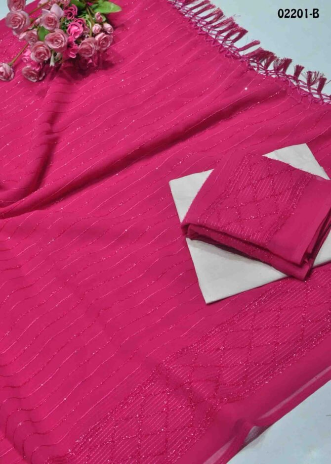 Vandana - 02201-B  HotPink Color Fancy Georgette Saree CM1158549 (LR2C)