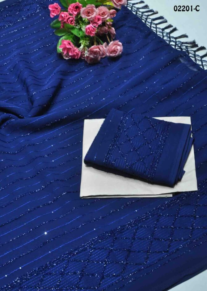 Vandana - 02201-C  Navyblue Color Fancy Georgette Saree CM1158549 (LR2C)