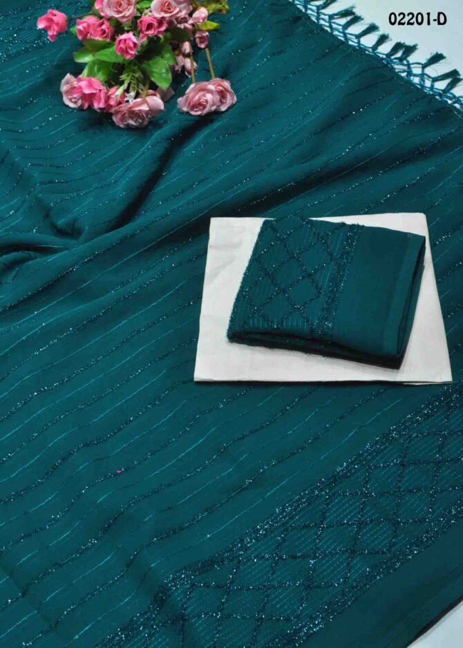 Vandana - 02201-D  PineGreen Color Fancy Georgette Saree CM1158549 (LR2C)