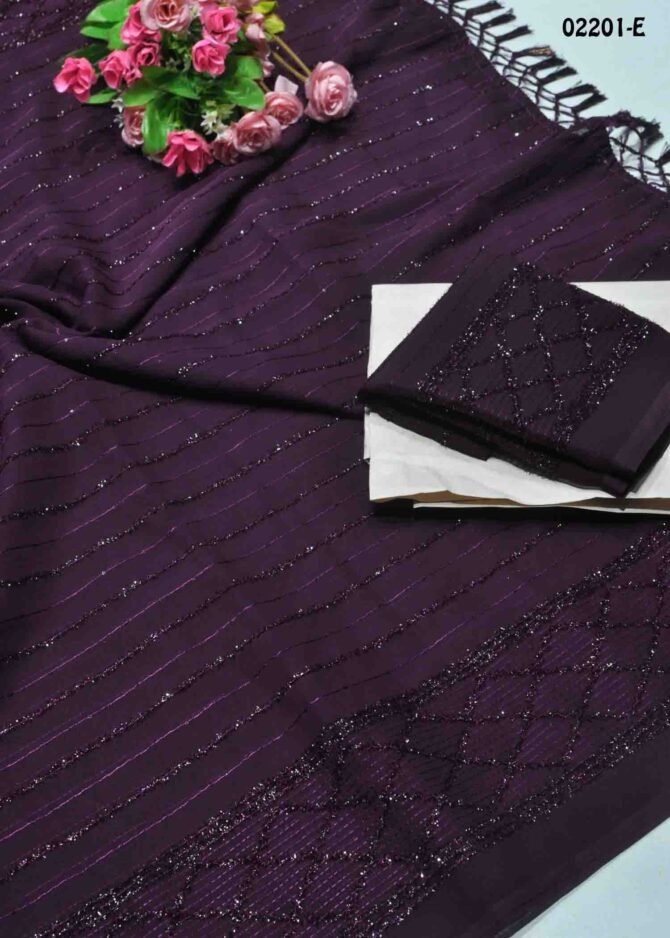 Vandana - 02201-E  DeepPurple Color Fancy Georgette Saree CM1158549 (LR2C)