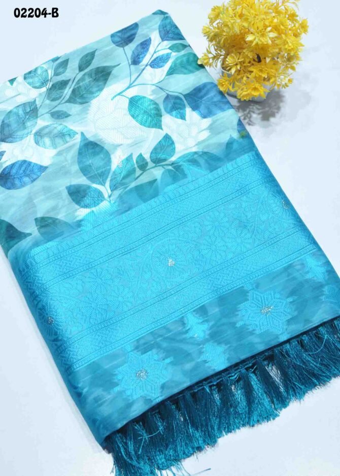 Vaishnavi-02204-B  ElectricBlue Color Digital Print Chanderi Silk Saree CM1156859 (LR2E)