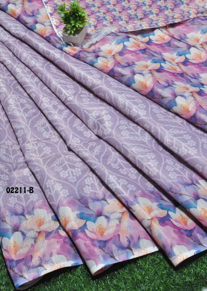 Kushi -02211-B  Lavender Color Fantastic Floral Digital Print Uppada Saree CM1158890 (LR4D)