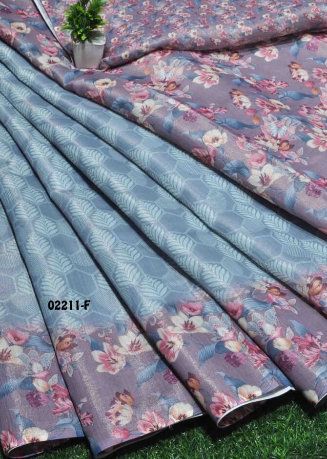 Kushi -02211-F  CornflowerBlue Color Fantastic Floral Digital Print Uppada Saree CM1158890 (LR4D)