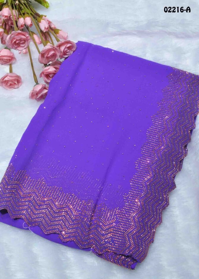 Thalaivaa - 02216-A  Violet Color Ramzan Special Stone Work Georgette Saree CM1159361 (LR4C)