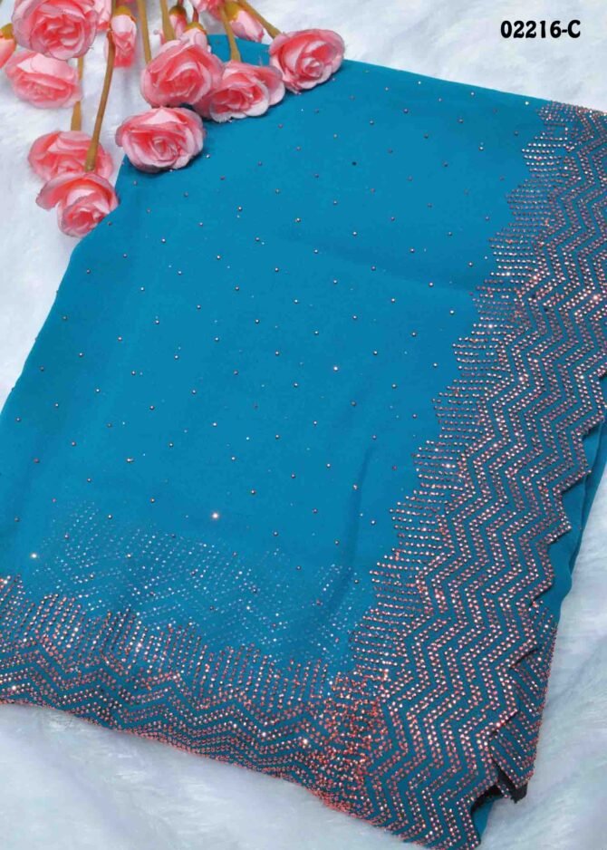 Thalaivaa - 02216-C  CyanBlue Color Ramzan Special Stone Work Georgette Saree CM1159361 (LR4C)