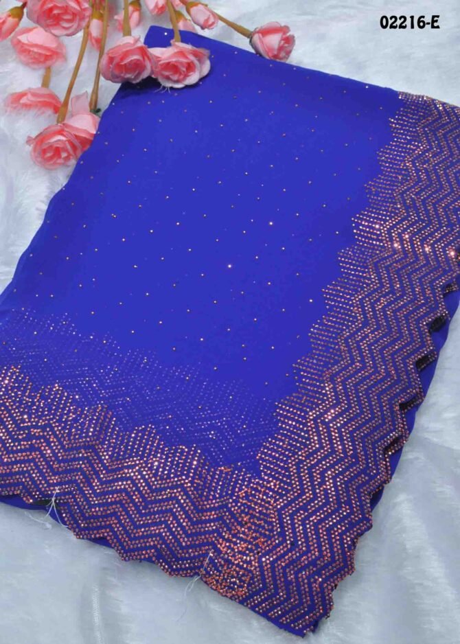 Thalaivaa - 02216-E  RoyalBlue Color Ramzan Special Stone Work Georgette Saree CM1159361 (LR4C)