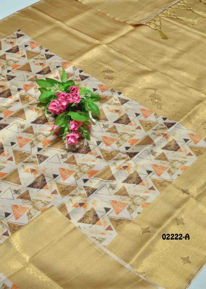 Vikram Vedha - 02222-A  Tan Color Excellent Traditional Look Digital Print Soft Silk Saree CM1162664 (LR4B)