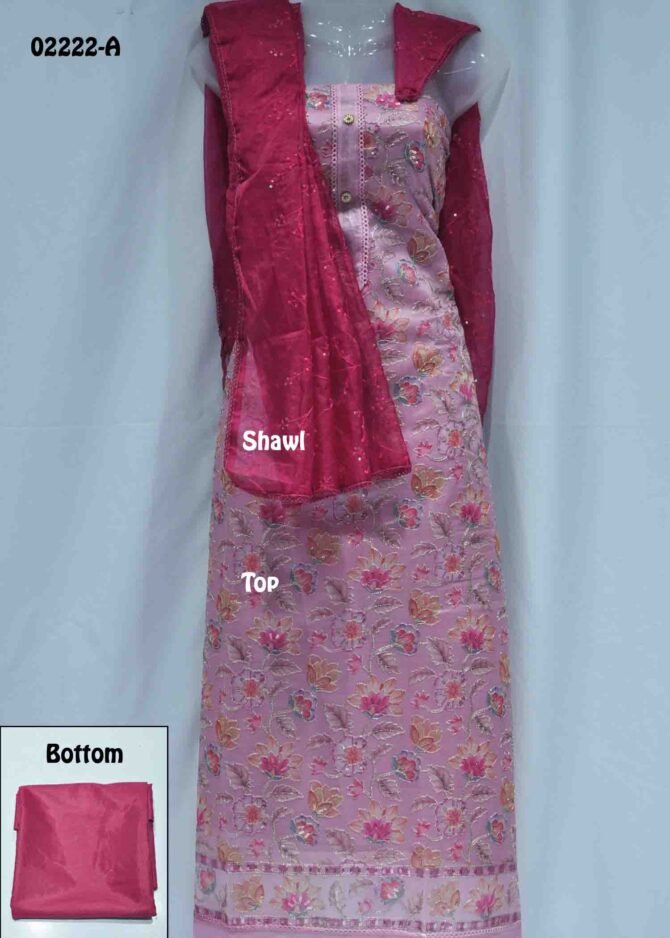 Nithila-02222-A  WineBerryPink Color Rich Look Organza Salwar Material CM1102339 (RR1C)