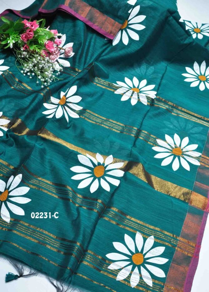 Thunivu-02231-C  TealGreen Color Excellent Linen Cotton Saree CM1163202 (LR6E)