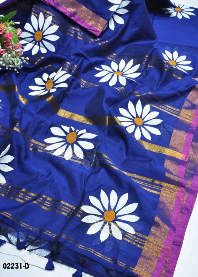 Thunivu-02231-D  Navyblue Color Excellent Linen Cotton Saree CM1163202 (LR6E)