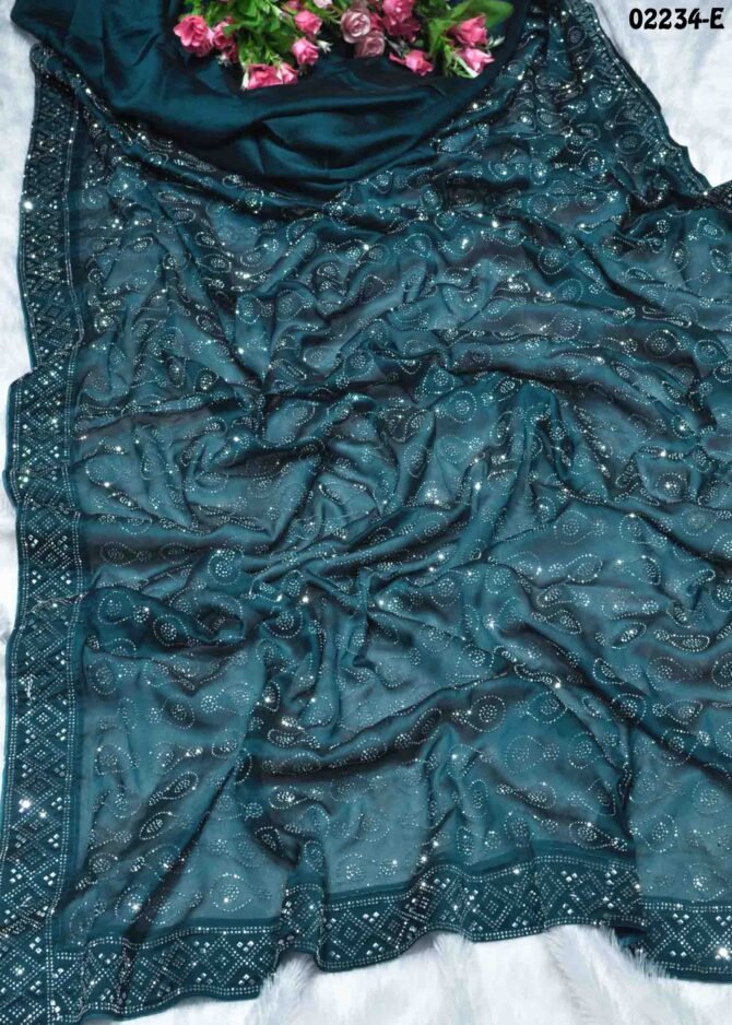 Fathima-02234-E  PeacockGreen Color Excellent Black Rangoli Sana Silk Saree CM1162094 (LR6D)