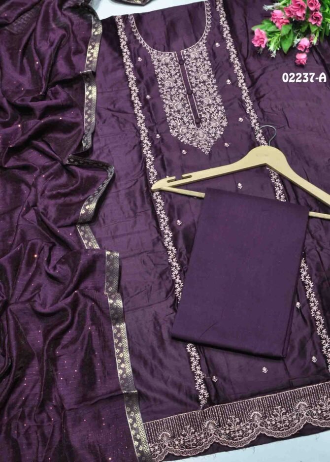 Roshitha-02237-A  DeepPurple Color Stylish Rich Look Cotton Salwar Material CM1122260 (RR1B)