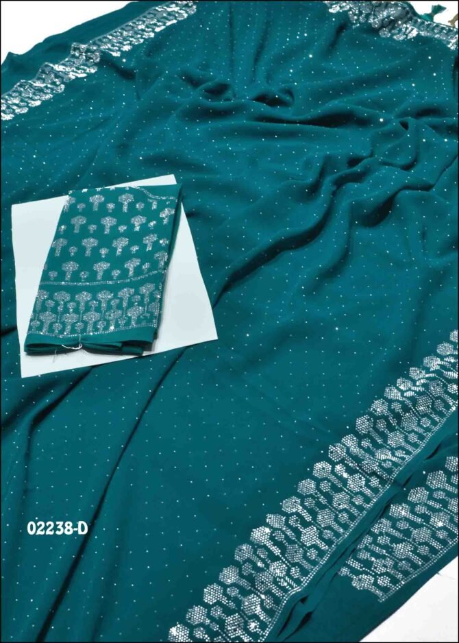 Ashika-02238-D  TealGreen Color Ramzan New Arrival Heavy Stone Work Georgette Saree CM1161375 (LR7D)