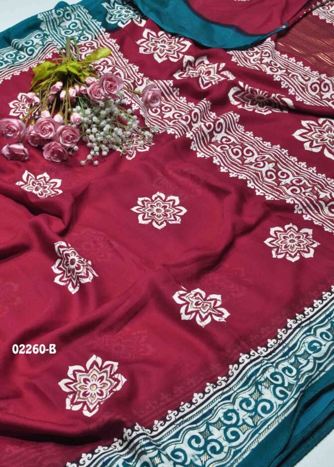 Harinika-02260-B  DarkPink Color Excellent Moss Chiffon Saree CM1167606 (LR9C)