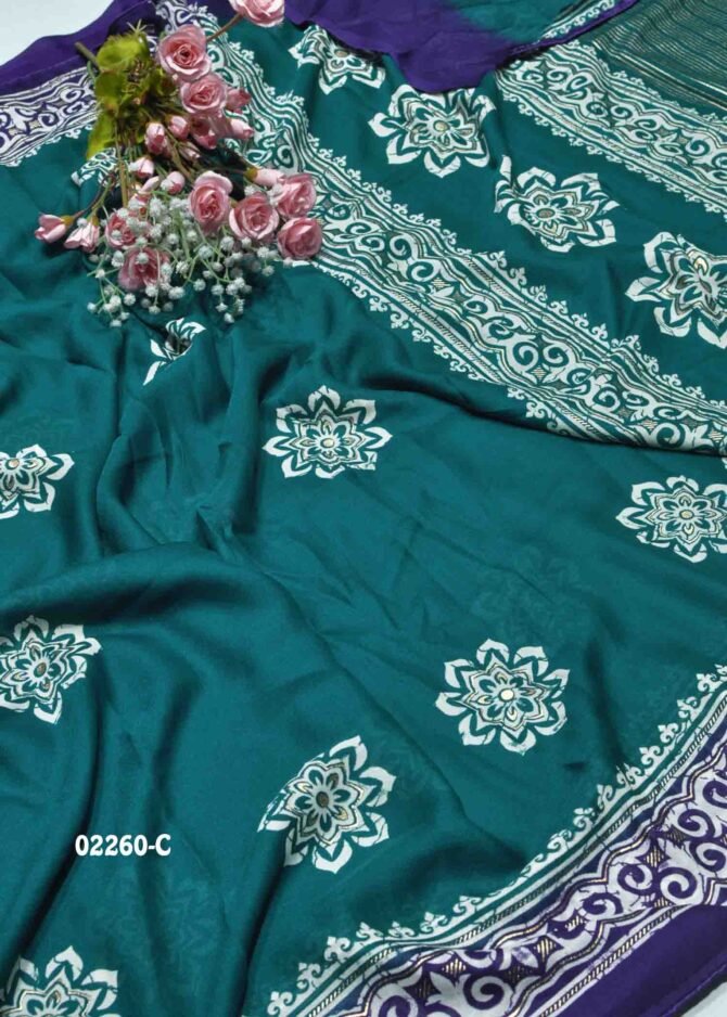 Harinika-02260-C  PeacockGreen Color Excellent Moss Chiffon Saree CM1167606 (LR9C)