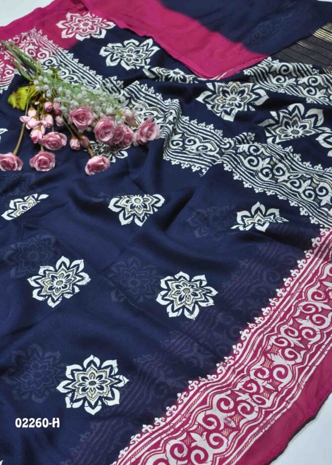 Harinika-02260-H  Navyblue Color Excellent Moss Chiffon Saree CM1167606 (LR9C)