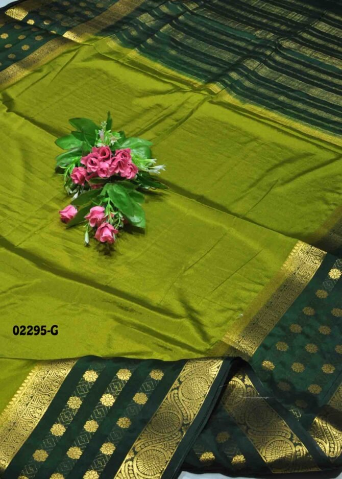 Kamazhi-02295-G  CactusGreen Color Excellent Traditional Look Mysore Crepe Silk Saree CM1159256 (LR1D)