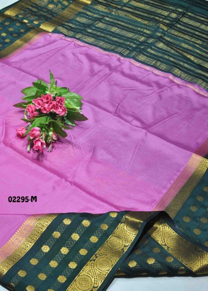 Kamazhi-02295-M  FlamingoPink Color Excellent Traditional Look Mysore Crepe Silk Saree CM1159256 (LR1D)