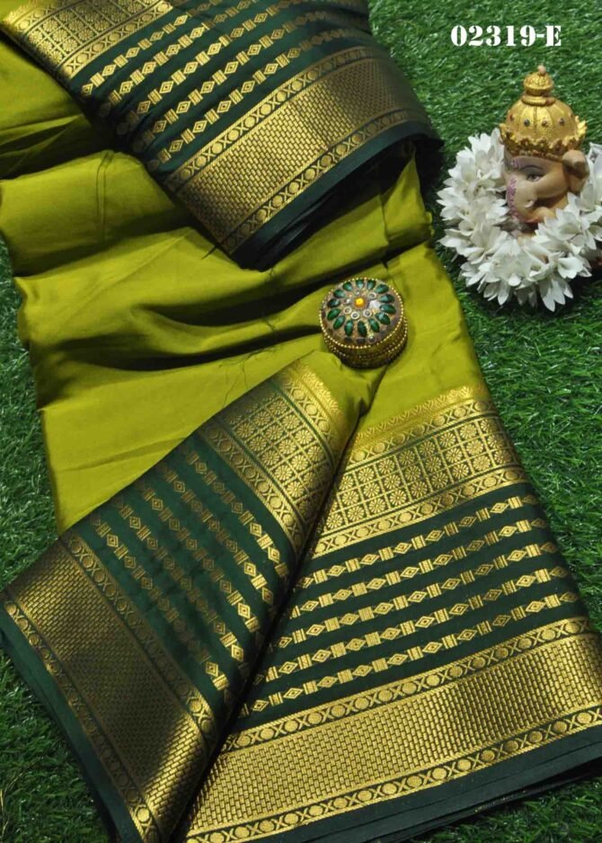 Nithya-02319-E Tea Green Color Excellent Traditional Look Mysore Crepe Silk Saree CM1159256 (LR1B)