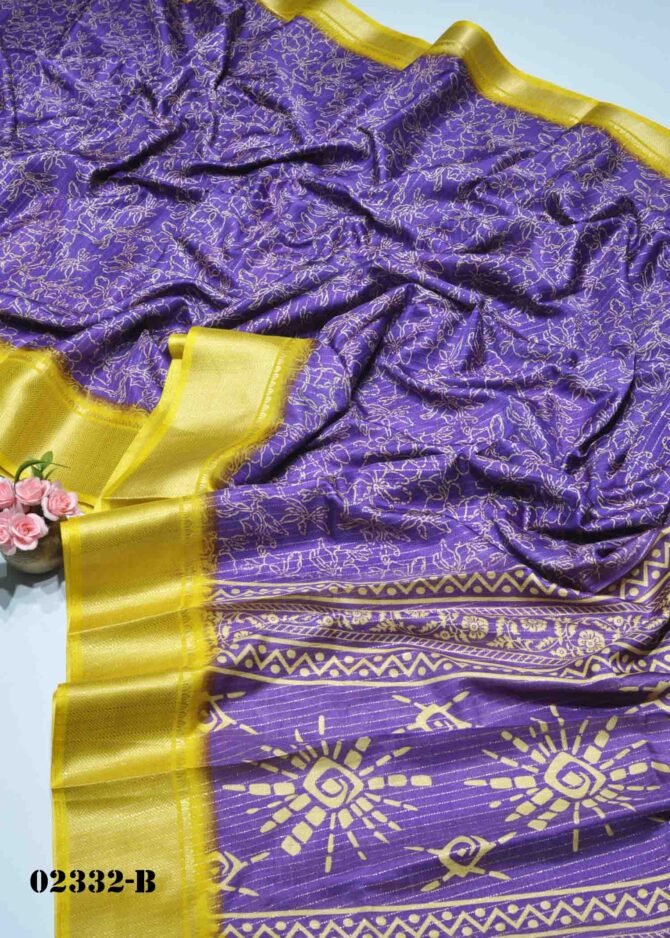 Ayra -02332-B Violet Color Printed Dola Silk Saree CM1161368 (LR5D)