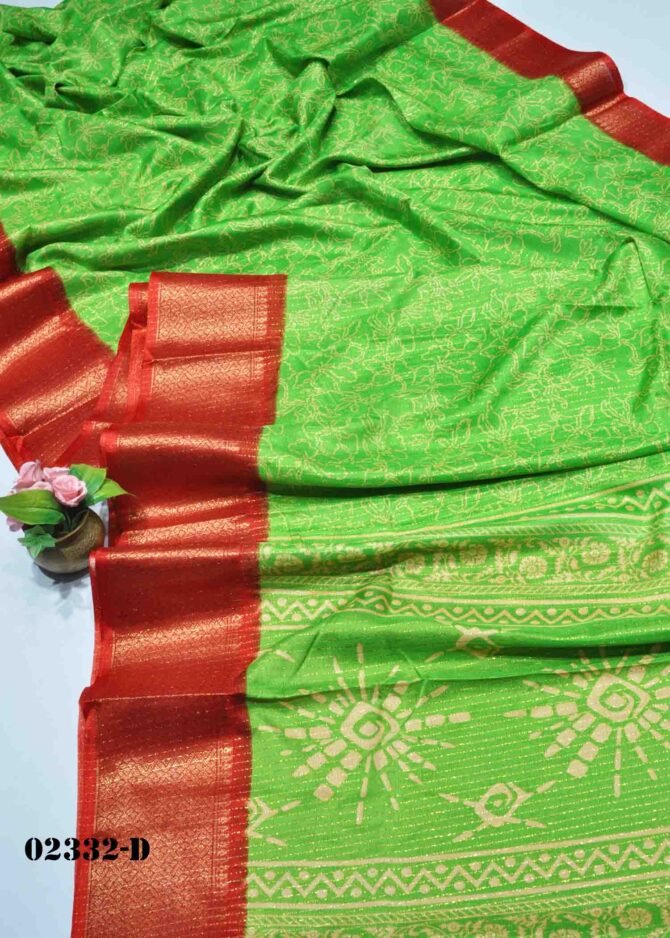 Ayra -02332-D Lawn Green Color Printed Dola Silk Saree CM1161368 (LR5D)