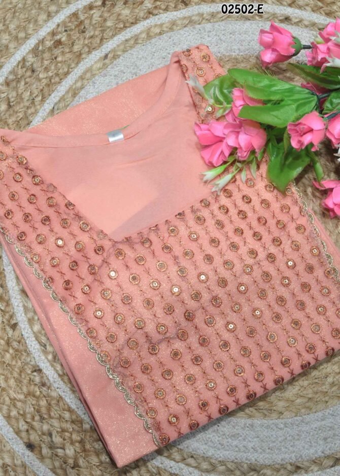 Rishika 02502-E Peach Color New Arrival Trendy Netted with synthetic lining Readymade Kurti CM1152915 [RR2B]