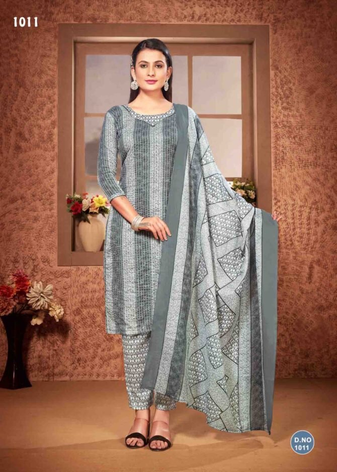 Avon Creations Eliza - 1011  Grey Color Simple Look Mixed Cotton Salwar Material CM1152916 (RR3C)