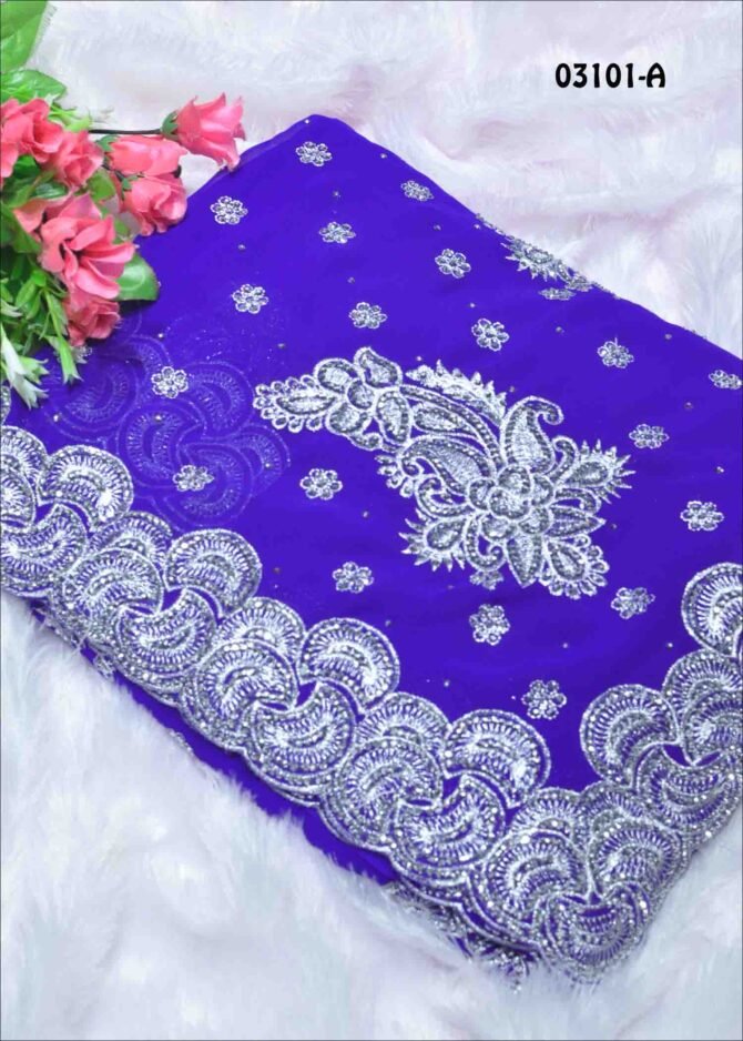 Nila - 03101-A  Ink Blue Color Elagant Georgette Saree CM1168338 (RR1E)