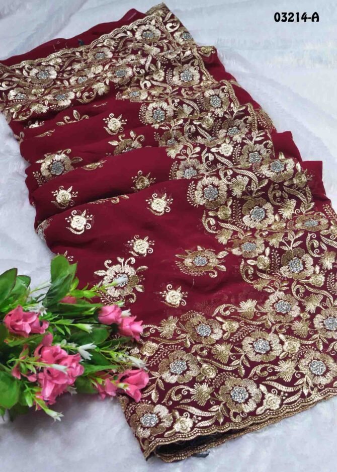 BavanaSri - 03214-A  Maroon Color HeavyWork Designer Georgette Saree CM1164957 (RR3D)