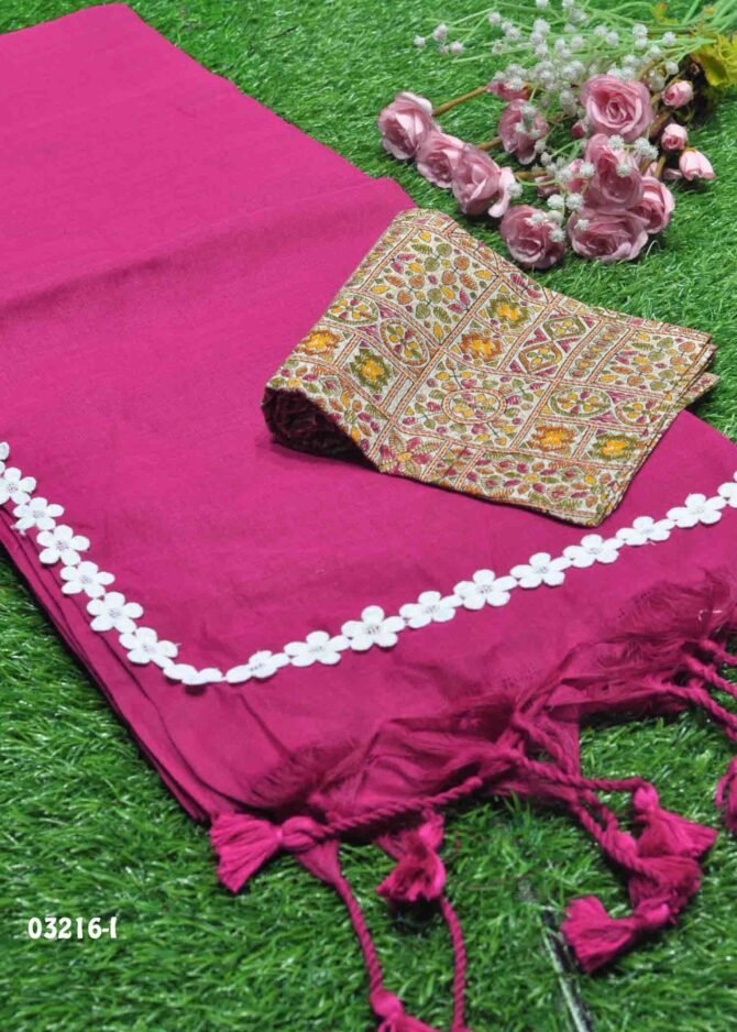 Thulya -03216-I  HotPink Color Summer Special Handloom Cotton Saree CM1174315 (RR3D)