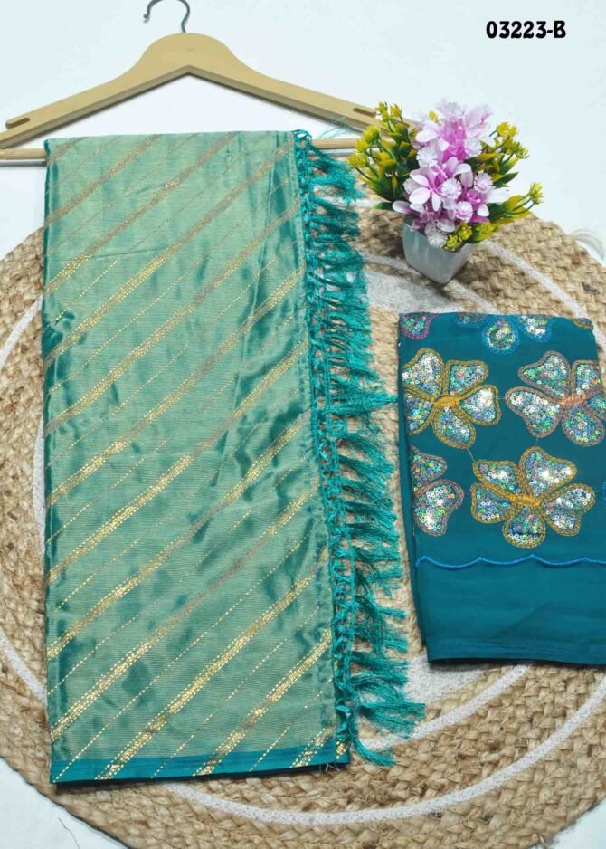 BavaPreetha -03223-B  FrogGreen Color Trendy Foil Print Chiffon Saree CM1175116 (RR5D)