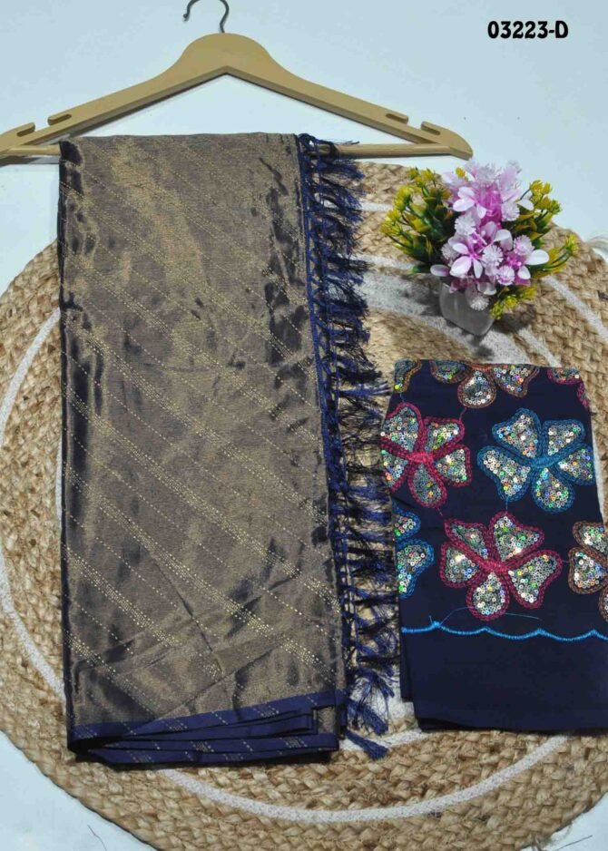 BavaPreetha -03223-D  Navyblue Color Trendy Foil Print Chiffon Saree CM1175116 (RR5D)