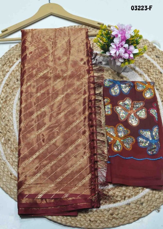 BavaPreetha -03223-F  Maroon Color Trendy Foil Print Chiffon Saree CM1175116 (RR5D)