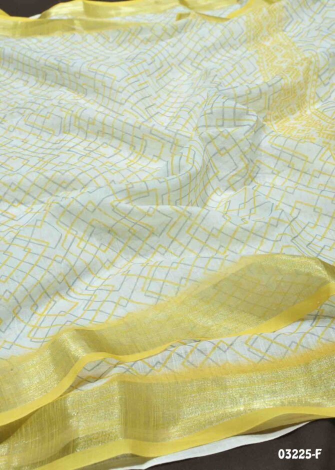 Deepthi-03225-F  Halfwhite With Yellow Color Linen Cotton Saree CM1171569 (RR5D)