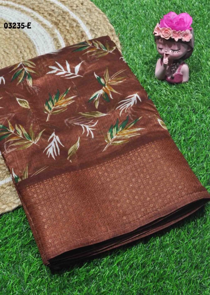 Dhananya -03235-E  CherrywoodBrown Color Simply Synthetic Cotton Saree CM1172308 (RR6C)