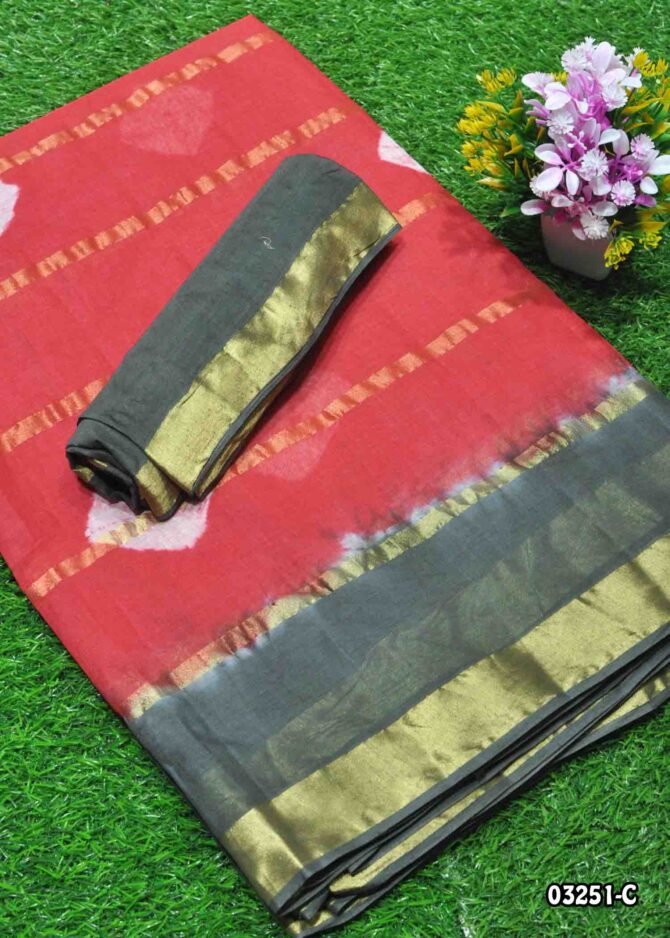 Karthiyayini -03251-C  Red Color Summer Special Pure Cotton Saree CM1158532 (RR8C)