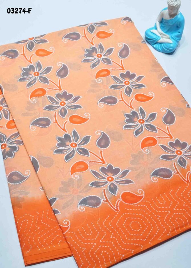 Yaazhini -03274-F  Orange Color Summer Special Pure Cotton Saree CM1158533 (RR10D)