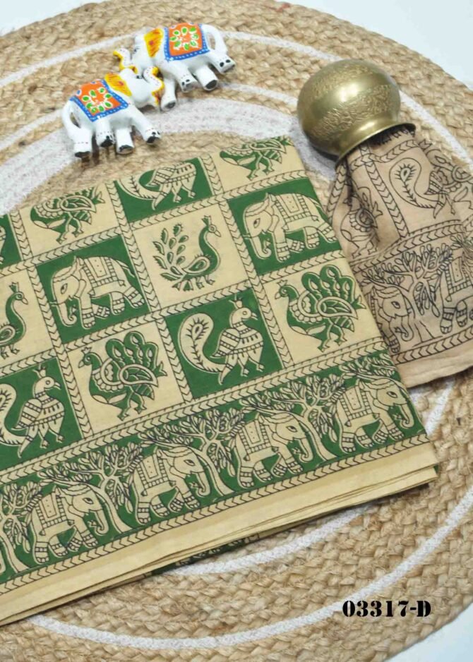 Niharika -03317-D Tan Color Beautiful Kalamkari Printed Pure Cotton Saree CM1172814 (RR4C)