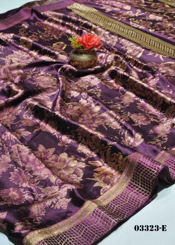 Akila -03323-E Aubergine Purple Color Beautiful Moss Chiffon Saree CM1168780 (RR3D)