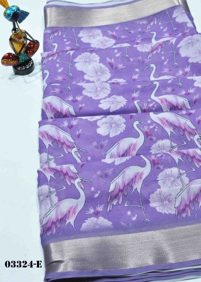 Kaviya -03324-E Iris Lavender Color Soft Moss Chiffon Saree CM1168922 (RR3C)